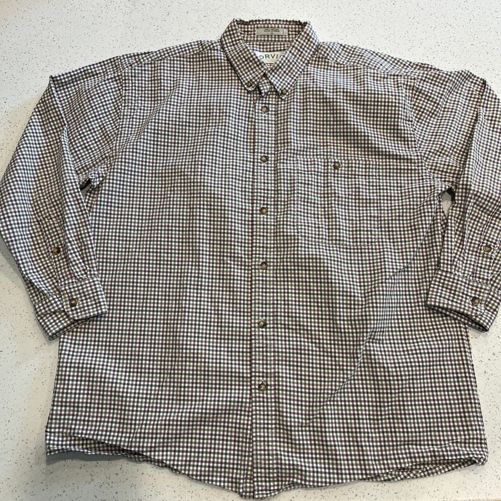 Orvis Button Down Shirt Men Size XL Check Heavyweight Flannel Multicolor